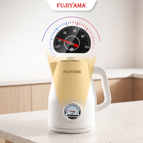  Ấm Siêu Tốc Nhiệt Kế Retro Fujiyama FK1810 1.8L – Inox 304 2 Lớp An Toàn – Hiển Thị Nhiệt Độ – Tự Ngắt Khi Sôi